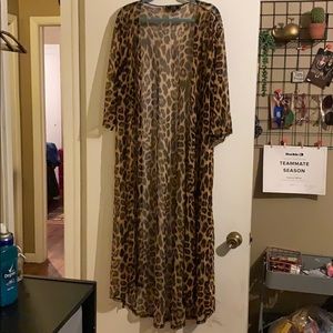 Leopard mesh kimono